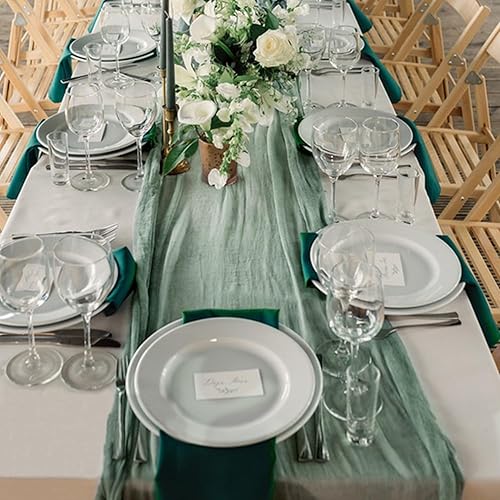 Miniatura 4 de 1 paquete de camino de mesa de gasa de Navidad de 10 pies para decoración de bodas, despedidas de soltera, baby shower, fiesta (35 x 120 pulgadas)