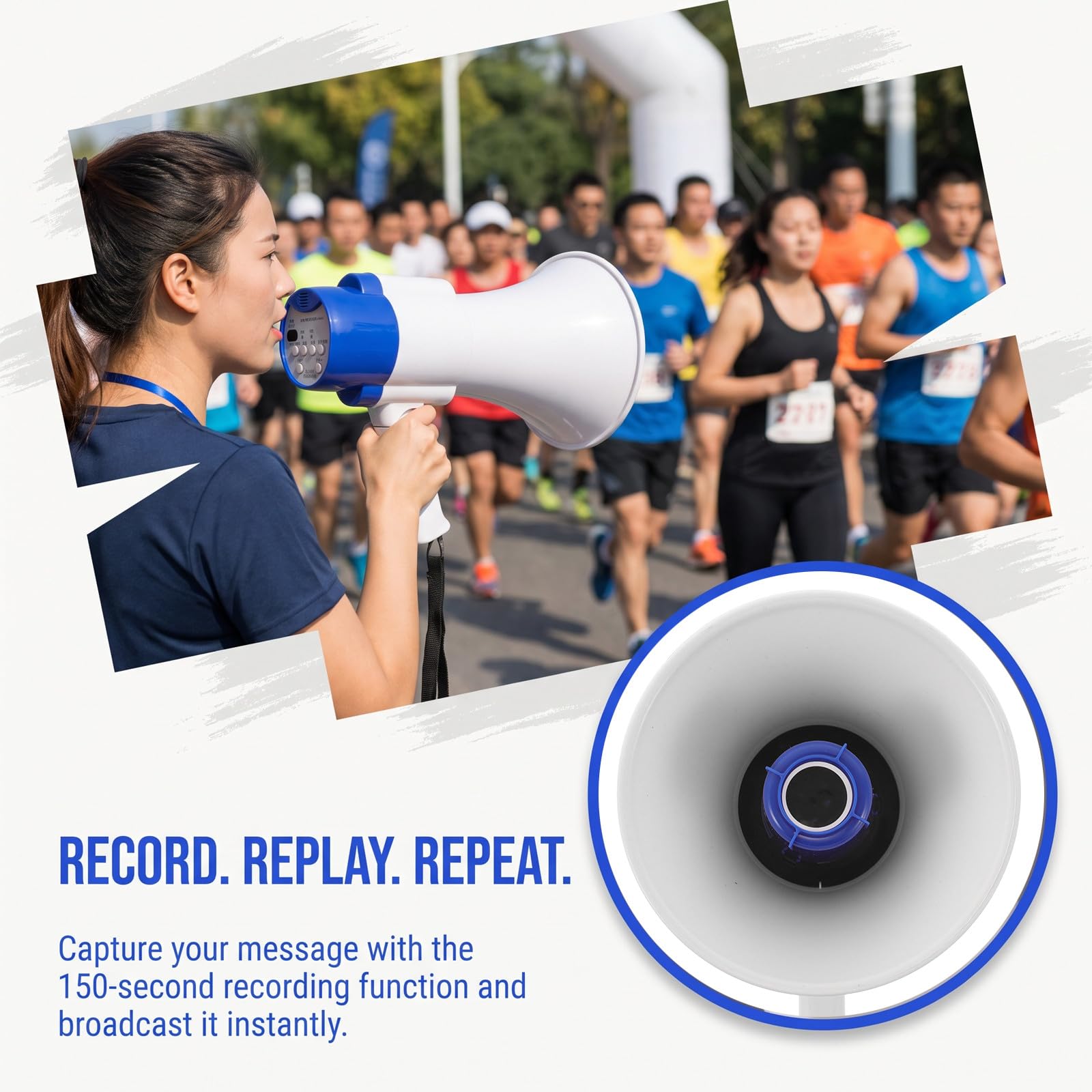 TOYANDONA Megafono, Amplificatore vocale Portatile con Funzione di | Sirena integrata, volume regolabile, altoparlante portatile per calcio, baseball, cheerleading e esercitazioni di sicurezza.