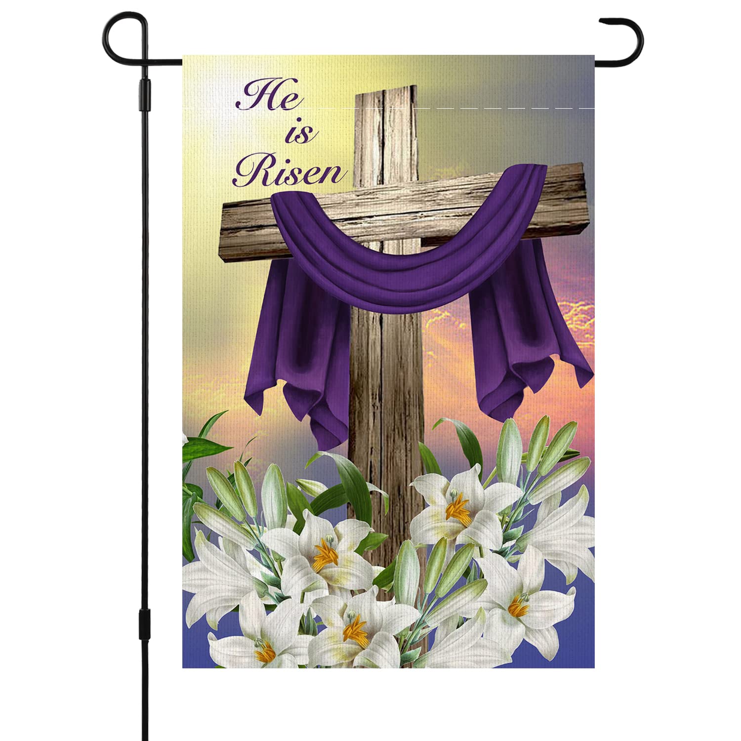 Hello Spring Tulip Lavender Garden Flag 12 x 18 Inch Vertical Double Sided Seasonal Flower Yard Outdoor Decoration