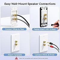 Vista 6 de Cable Matters Paquete de 2 placas de pared de alambre para altavoz, placa de pared de altavoz chapada en oro con poste de encuadernación de enchufe