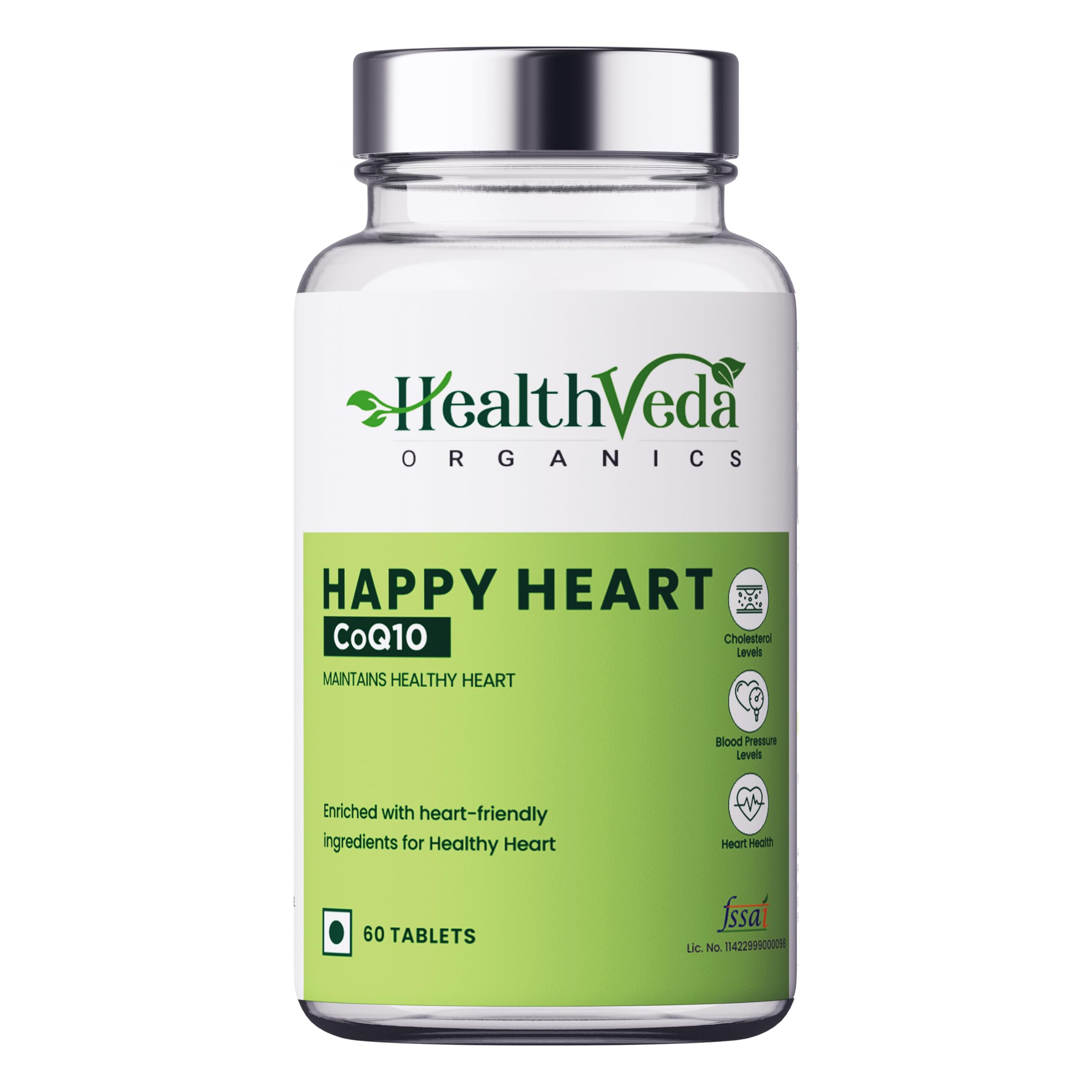 HEALTH VEDA ORGANICS PRIVATE LIMITED Happy Heart Supplement With Coq10, Arjuna Bark, Grape Seed | 60 Veg Tablets | Supports Heart Health & Enhances Blood Circulation | For Both Men & Women (B09Z5KW188) Amazon Price History, Amazon Price Tracker
