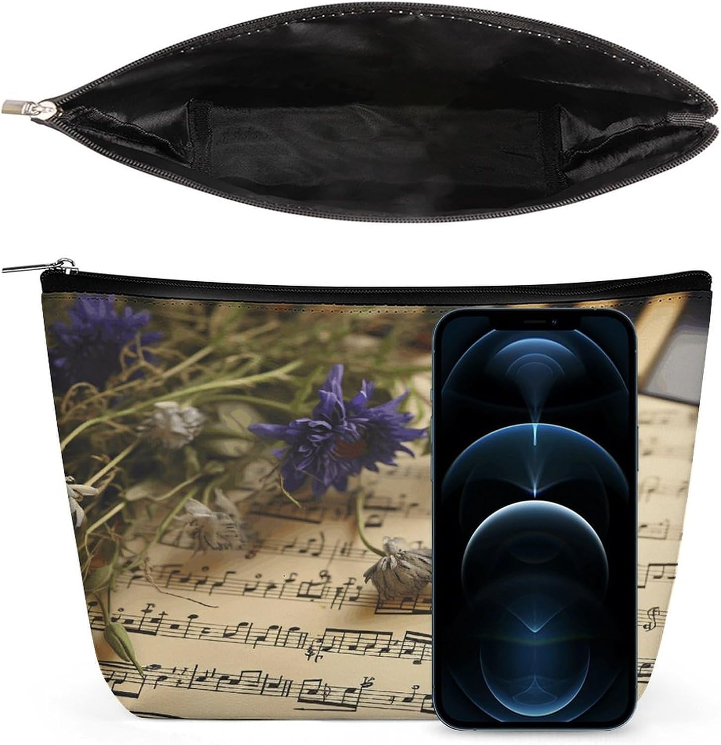Music Sheet Travel Cosmetic Bag Small Makeup Bag,Portable Toiletry Bag Travel Accessories for Women Men image 3