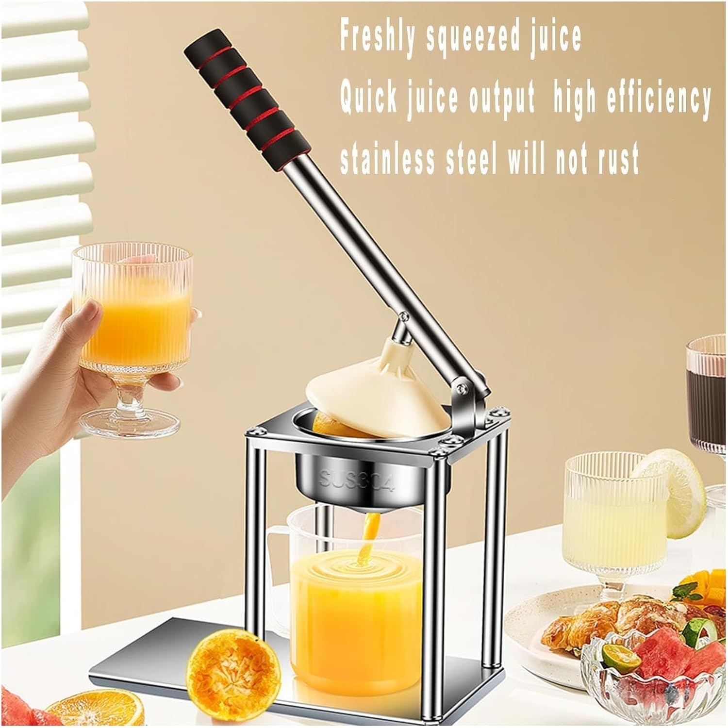 Professional Citrus Juicer, Stainless Steel Kitchen Orange Juicer Commercial Lemon Juicer Suitable for Oranges Lemons