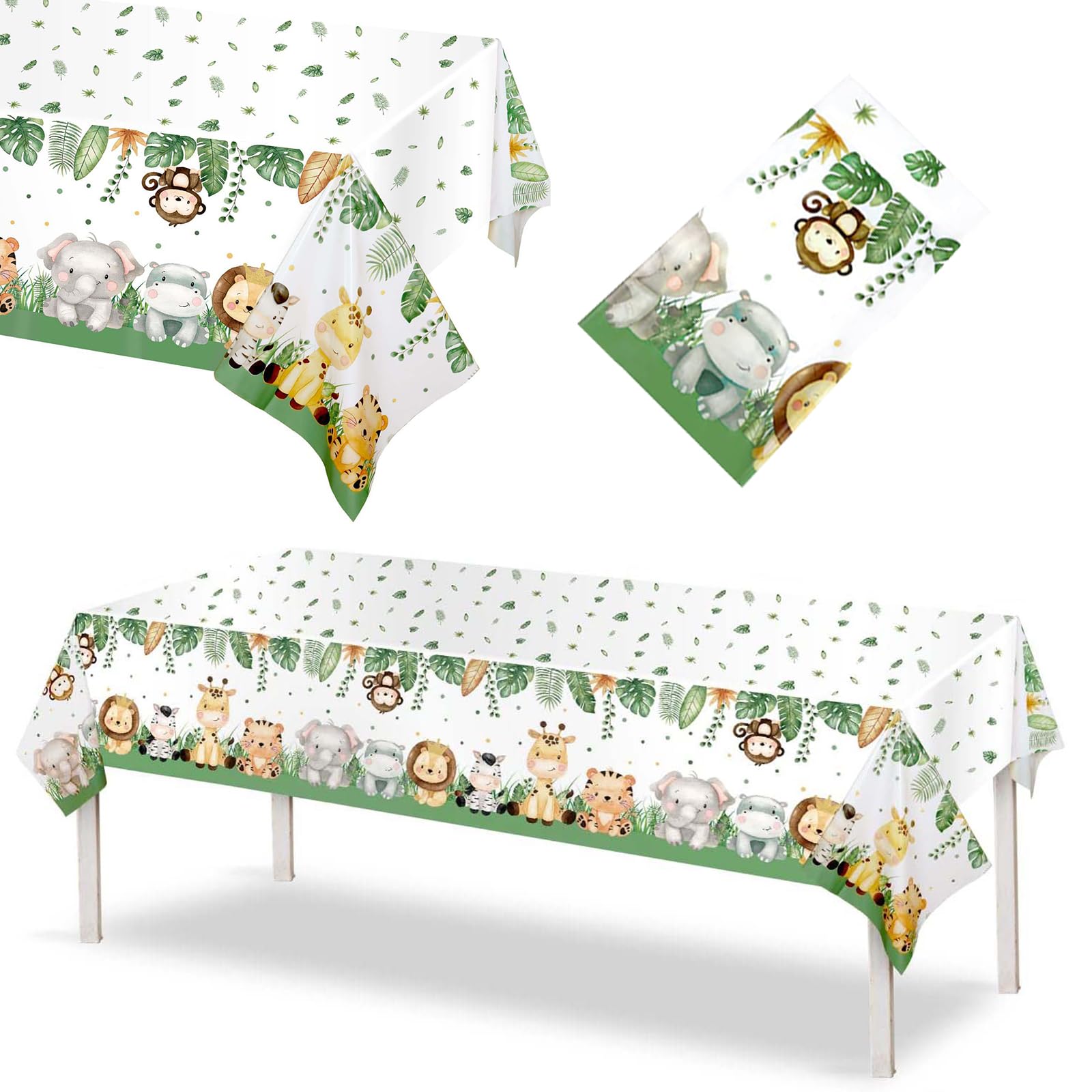 Jungle Tablecloth, Jungle Safari Party Tablecloth, Jungle Animals Tablecloth, Safari Animals Tablecloth, Jungle Tablecloth Rectangular, Jungle Safari Tablecloth, Children's Birthday Tablecloth, 108 x