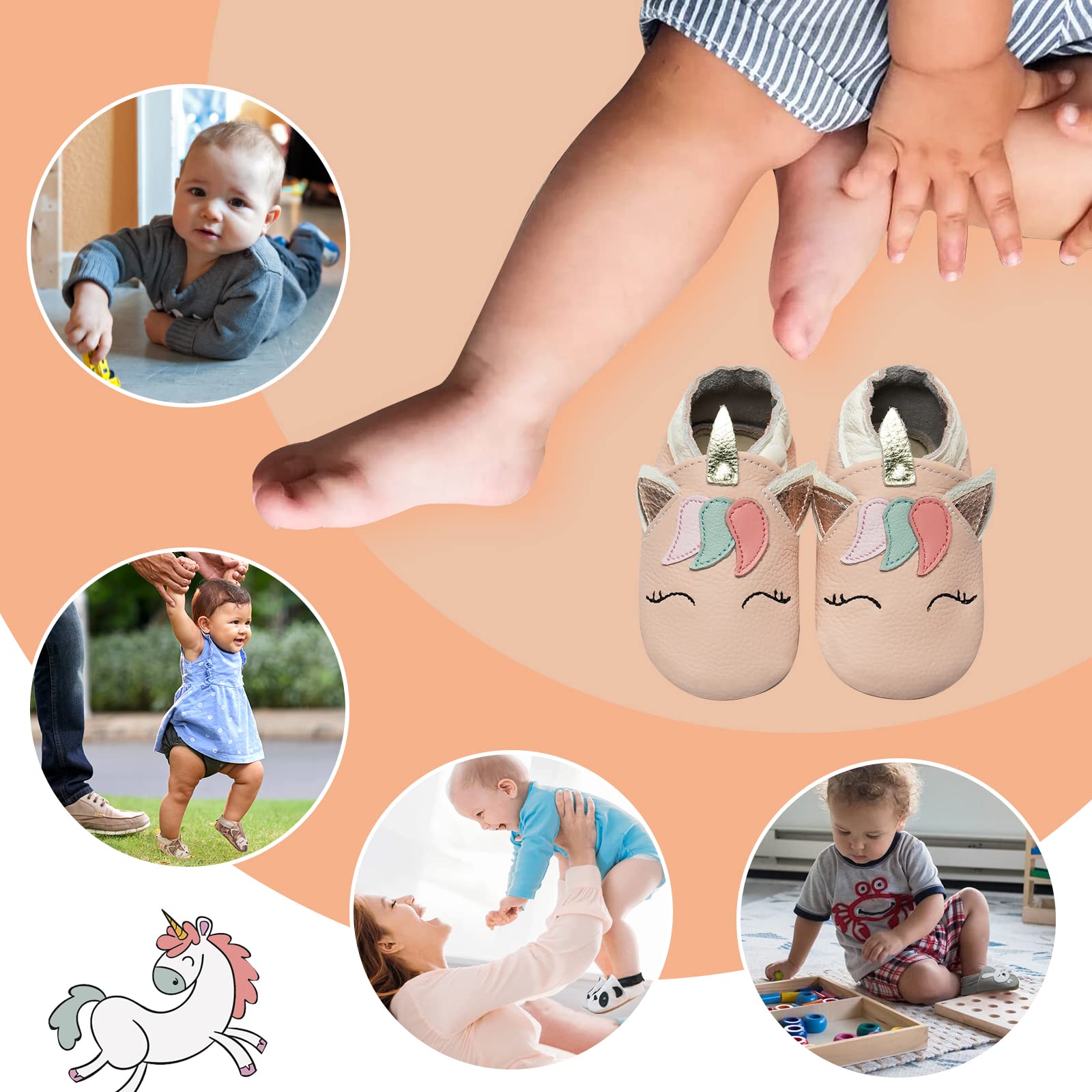 IceUnicorn Zapatos Bebe Primeros Pasos Zapatillas de Estar por casa Bebé Cuero Suave Zapatos Bebe