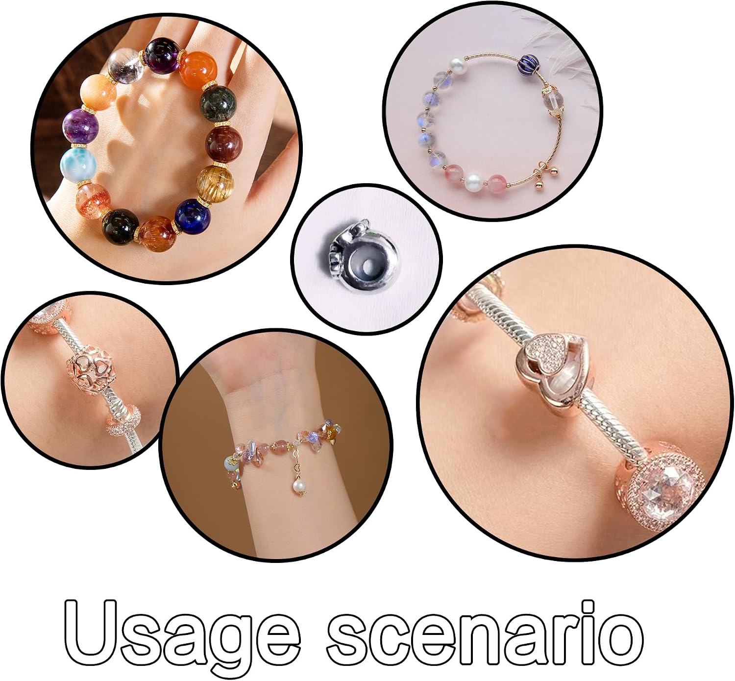 pson 100PCS Silicone Stopper Beads, Silicone Beads Stopper Spacer Locating for DIY, Bracelet, Necklace, Jewelry