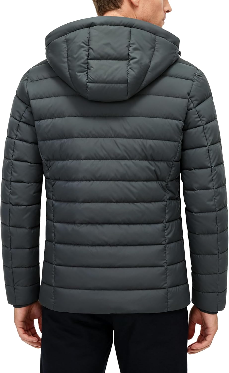 Men’s Quilted Down Coat Puffer Jacket | Lightweight, Waterproof, Windproof, Detachable Hood, Warm for Winter Travel - Image 4