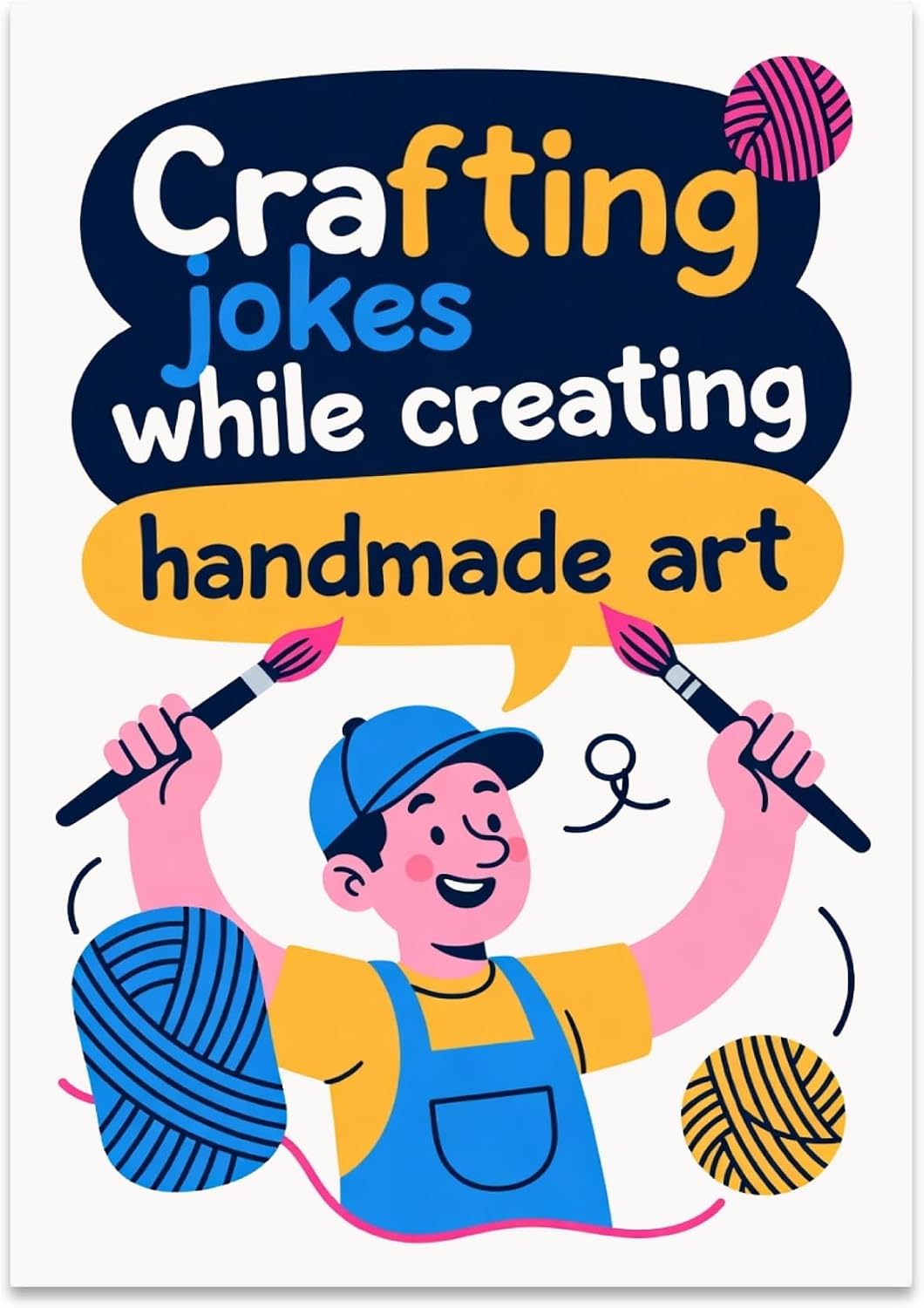 Crafting Comedian Poster Print - Artistic Joke Illustration - 13x19 - Whimsical Decor