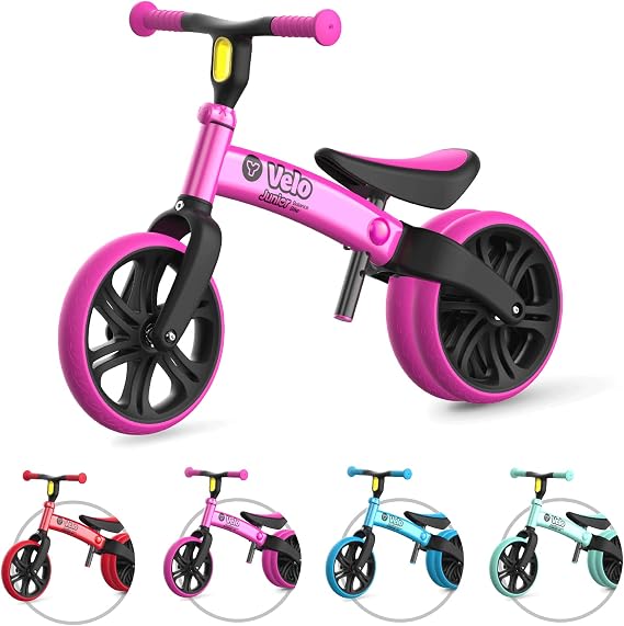 Yvolution Y Velo Senior 12 Balance Bike No Pedal Training Bicycle for Kids Ages 3-5 Adjustable Seat & Handlebar, Puncture-Proof Wheels, up to 55 lbs