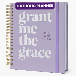 Blessed is She Academic Catholic Planner 2025-2026 July - 8x10" Pastel Purple Big Spiral Christian Student Planner, Goal Planners 2025 for Women, Yearly Notebook for Plans, Goal Setting Notebooks 2025