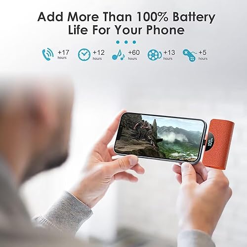 Miniatura 6 de Paquete de 2 Cargador portátil pequeño de 5200 mAh para iPhone, cargador de batería ultra compacto PD de carga rápida, pantalla LCD, mini batería