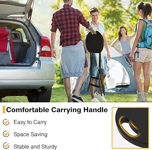 Miniatura 13 de TAVR Furniture Silla plegable portátil con asa, taburete plegable redondo resistente con capacidad de 500 libras para adultos, taburete plegable de