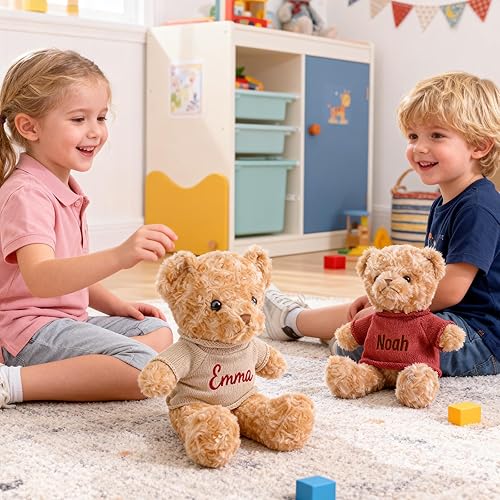 Miniatura 6 de Oso de peluche bordado personalizado, oso de peluche suave con nombre y patrón personalizados, regalo de felpa de 12 y 16 pulgadas para el día de