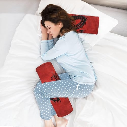 Miniatura 6 de YETTASBIN Almohada redonda cilíndrica de dragón chino para aliviar el dolor de cuello, suave y transpirable, almohada de espuma viscoelástica de