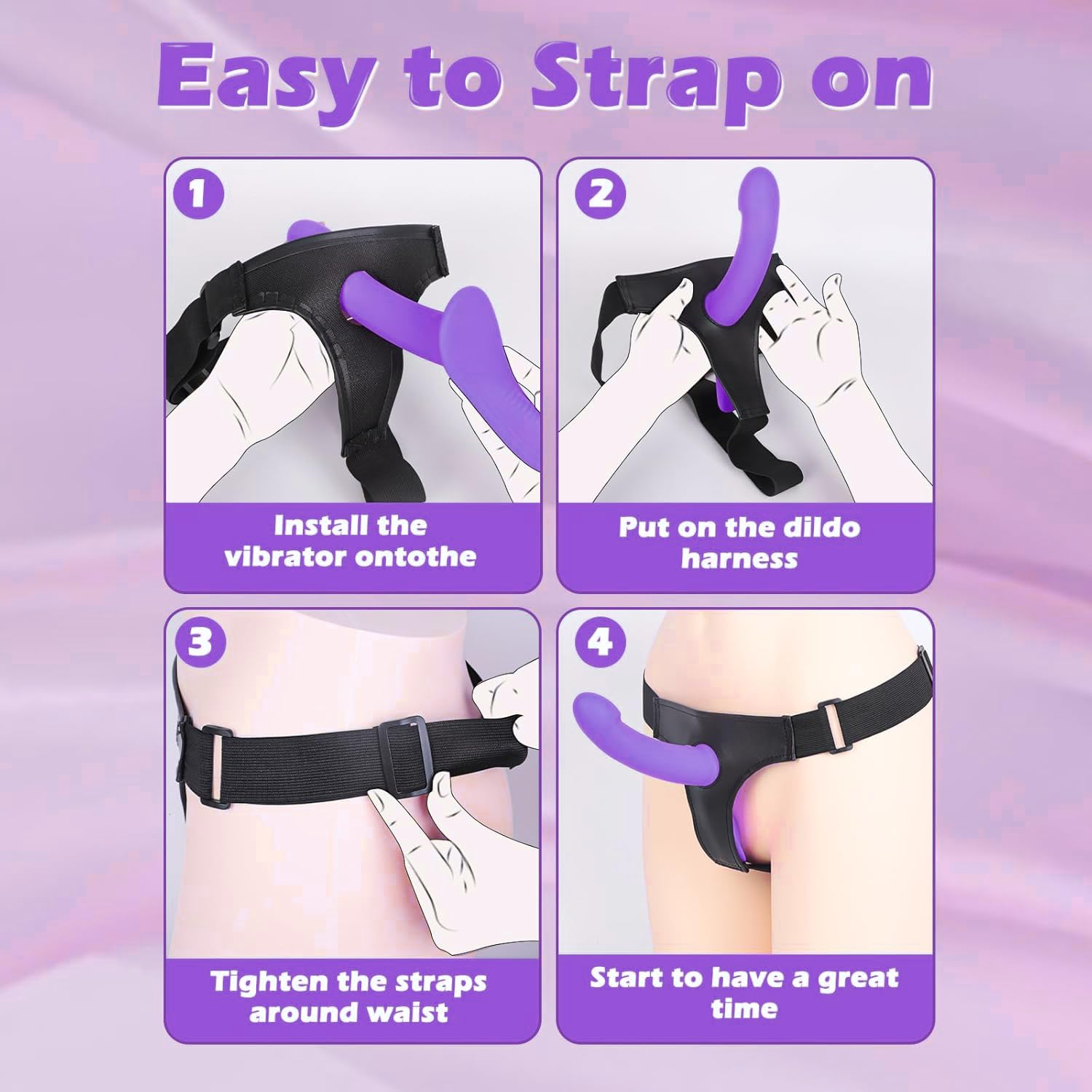 Strap-On Consolador Arnés Vibradores para Lesbianas, Doble Dildo Juguetes Sexuales para Estimulador el Anales y Clítoris para Mujeres, Arneses Sex Toys para Parejas, Adjustable, Removeable (Purple)