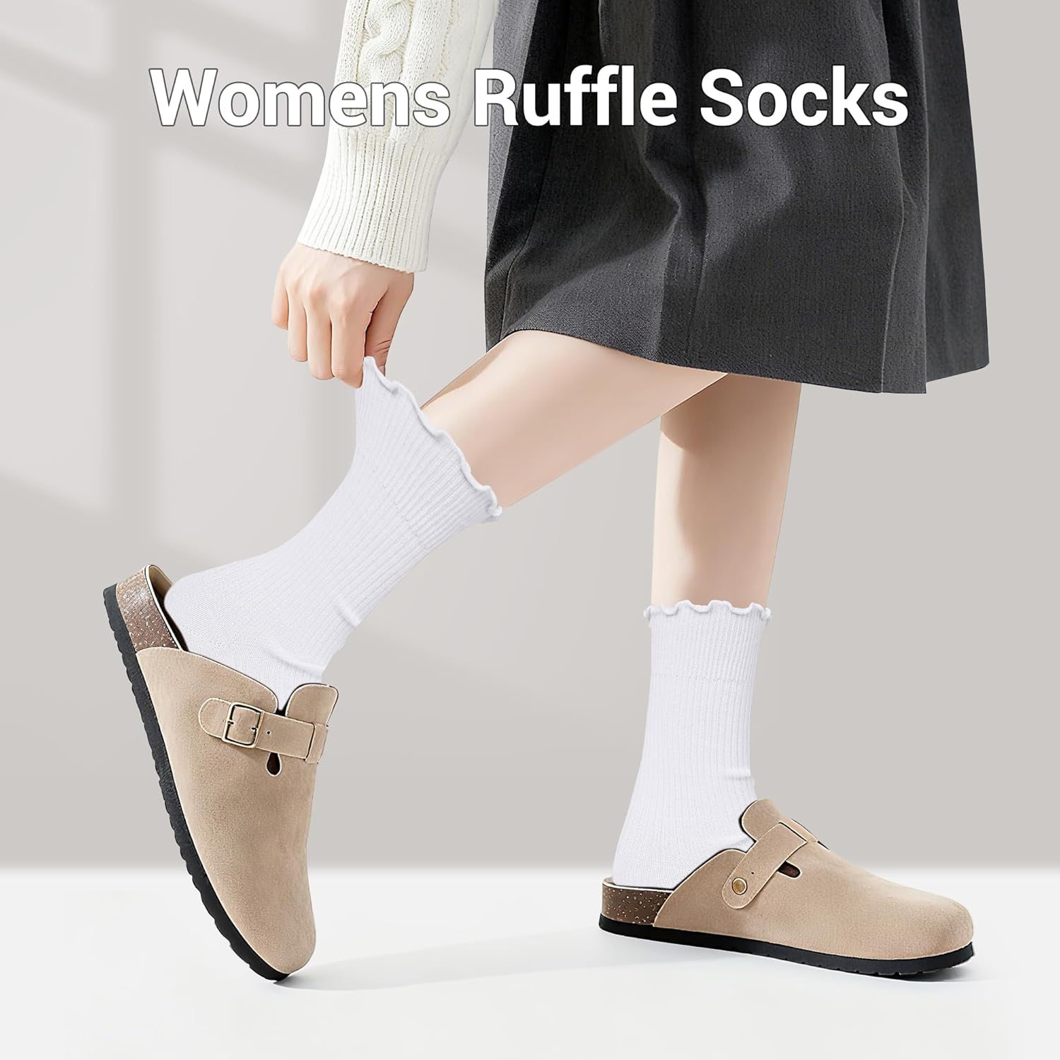 Ruffle Socks for Women 6 Pairs - Cute Frilly Crew Socks, Breathable Cotton Casual with Lettuce Edge, Soft & Comfortable - Image 4