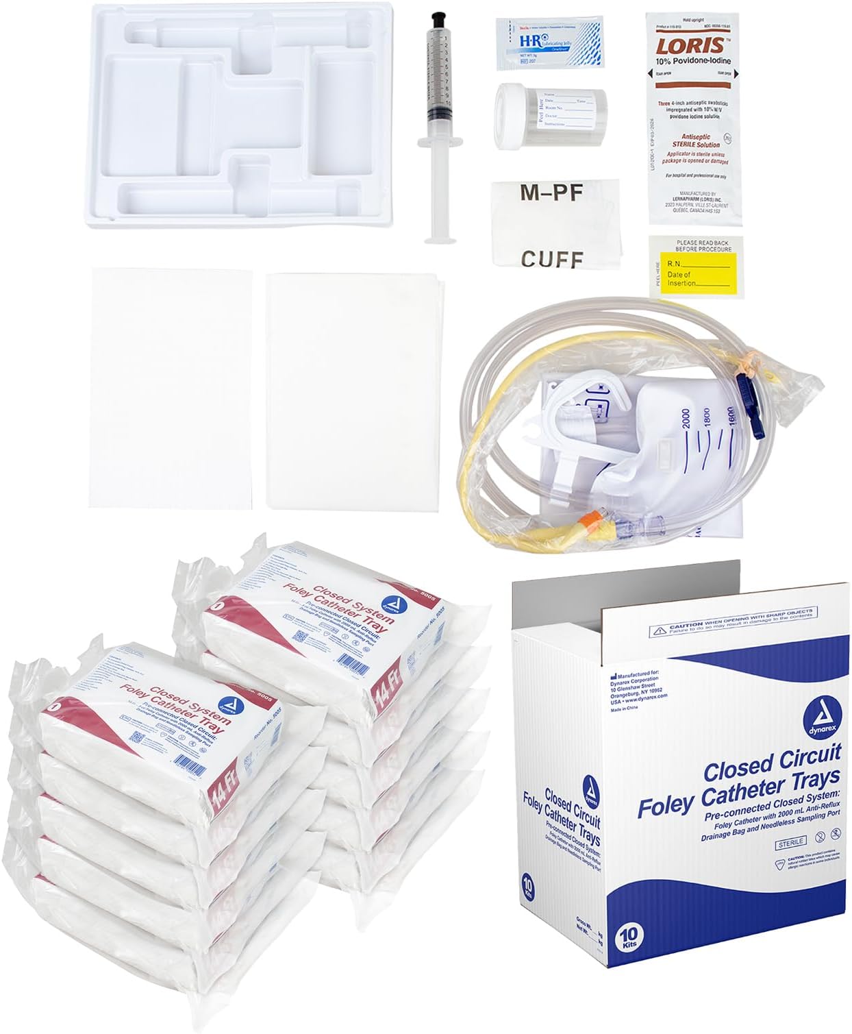 Closed System Foley Catheter Trays - Complete, Ready To Use Catheter Kit With Insertion Supplies - Single-Use, Sterile - 14FR, 10 Per Case