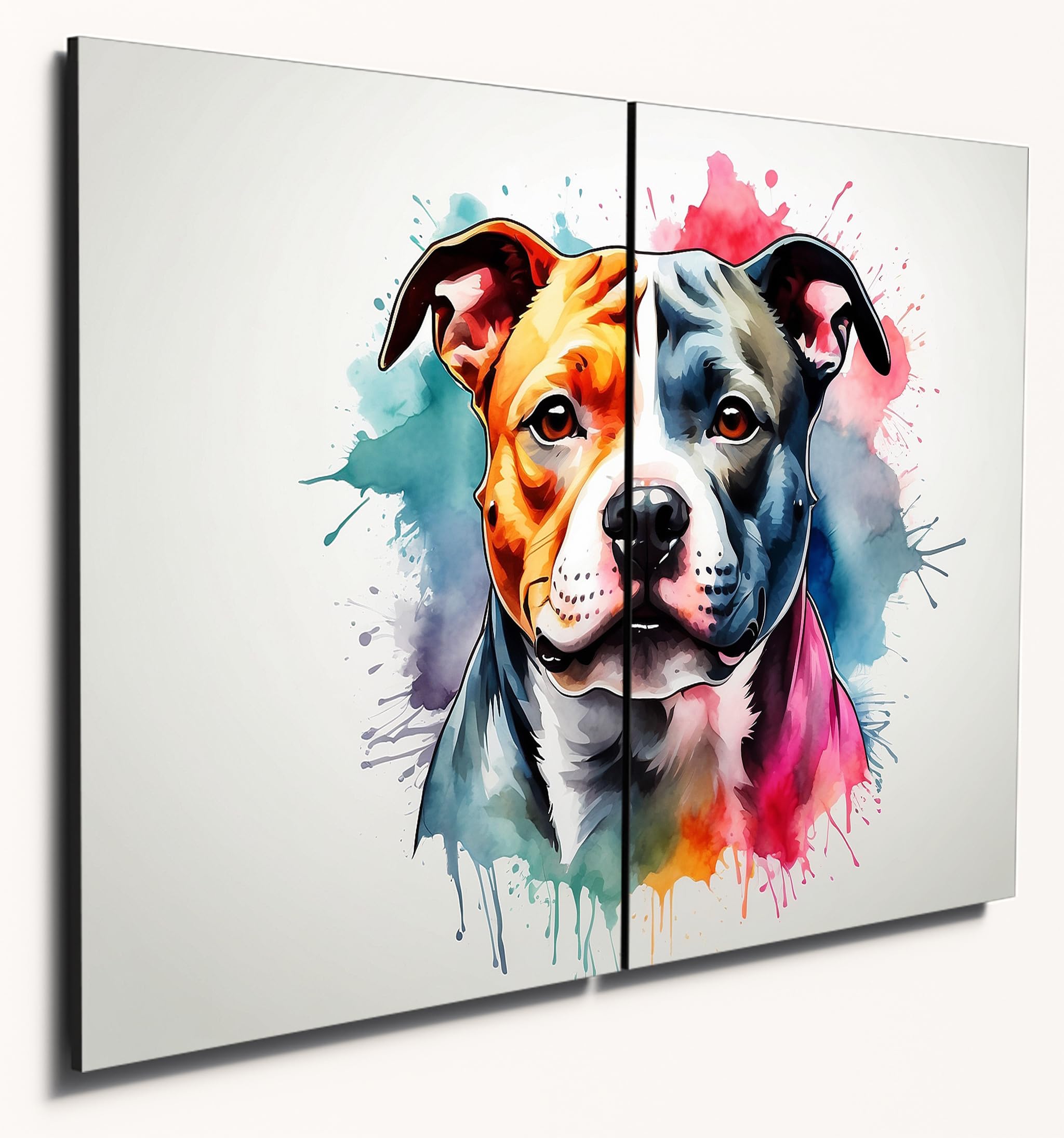 The Plum Penguin Staffordshire Bull Terrier #1 Staffordshire Bull Terrier Watercolour Wall Art - Dual A4 Mdf Wood Panels