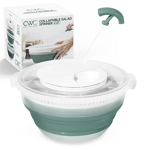 Collapsible Salad Spinner - 4 QT Space Saving Lettuce Dryer
