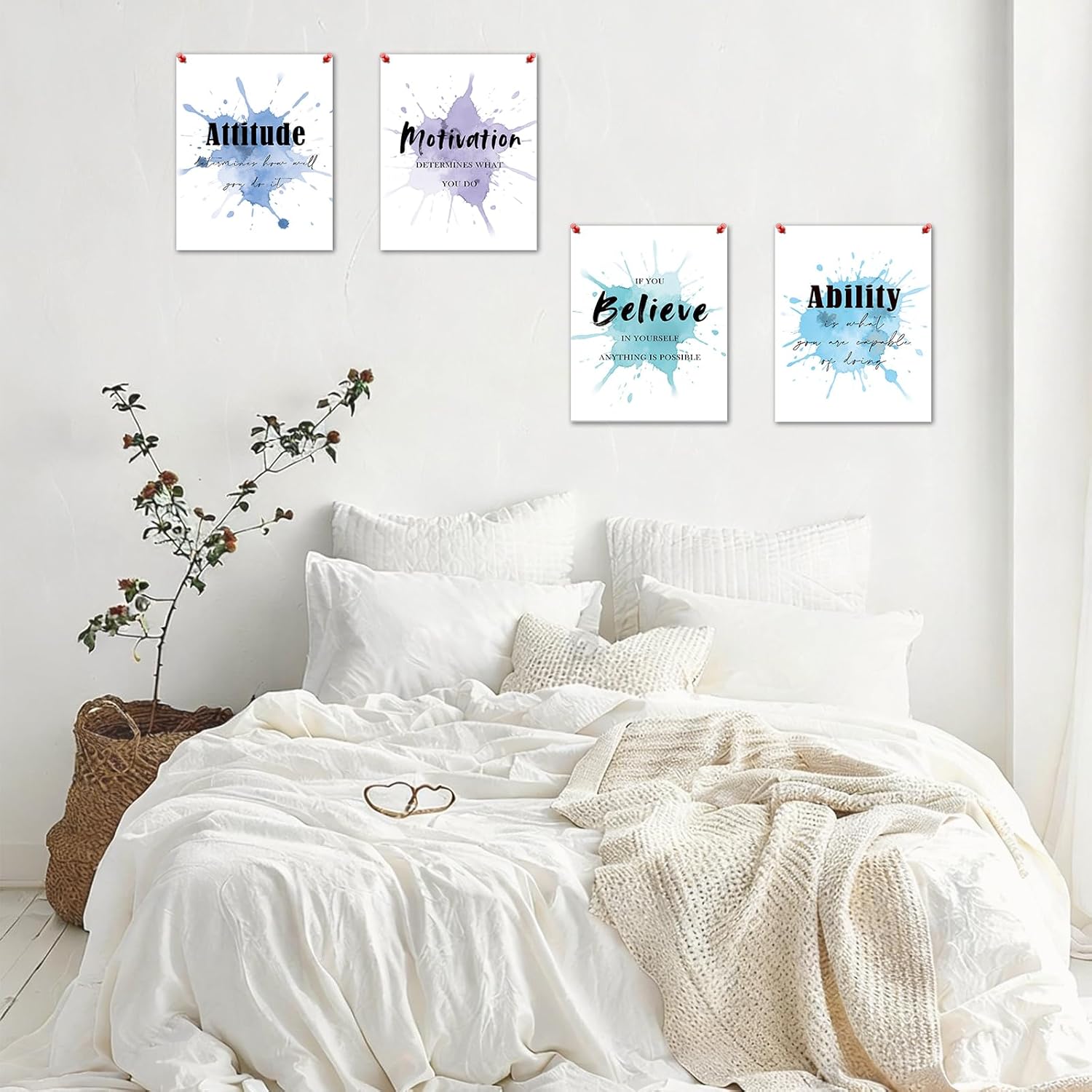 Hapons Watercolor Inspirational Wall Art Decor Posters, Colorful Inspirational Quotes Abstract Paint For Office Women Men Office Room Bedroom Living Room Wall Art Prints, Motivational Affirmations Wall Decor Pictures Gifts 8''x10'' 4 PCS Unframed - Image 4