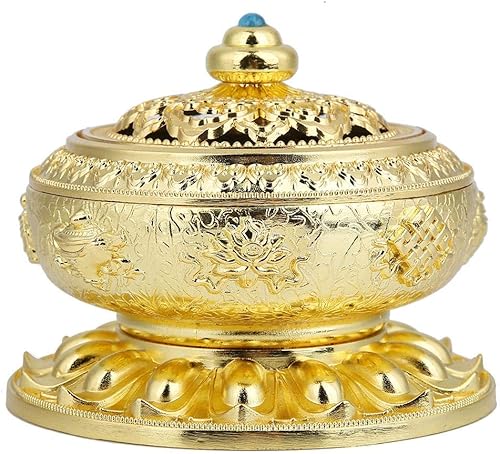 Incienso, soporte para incienso, aleación de cobre de loto, reflujo de humo, esmalte de cerámica, soporte de cono de incensario, decoración del