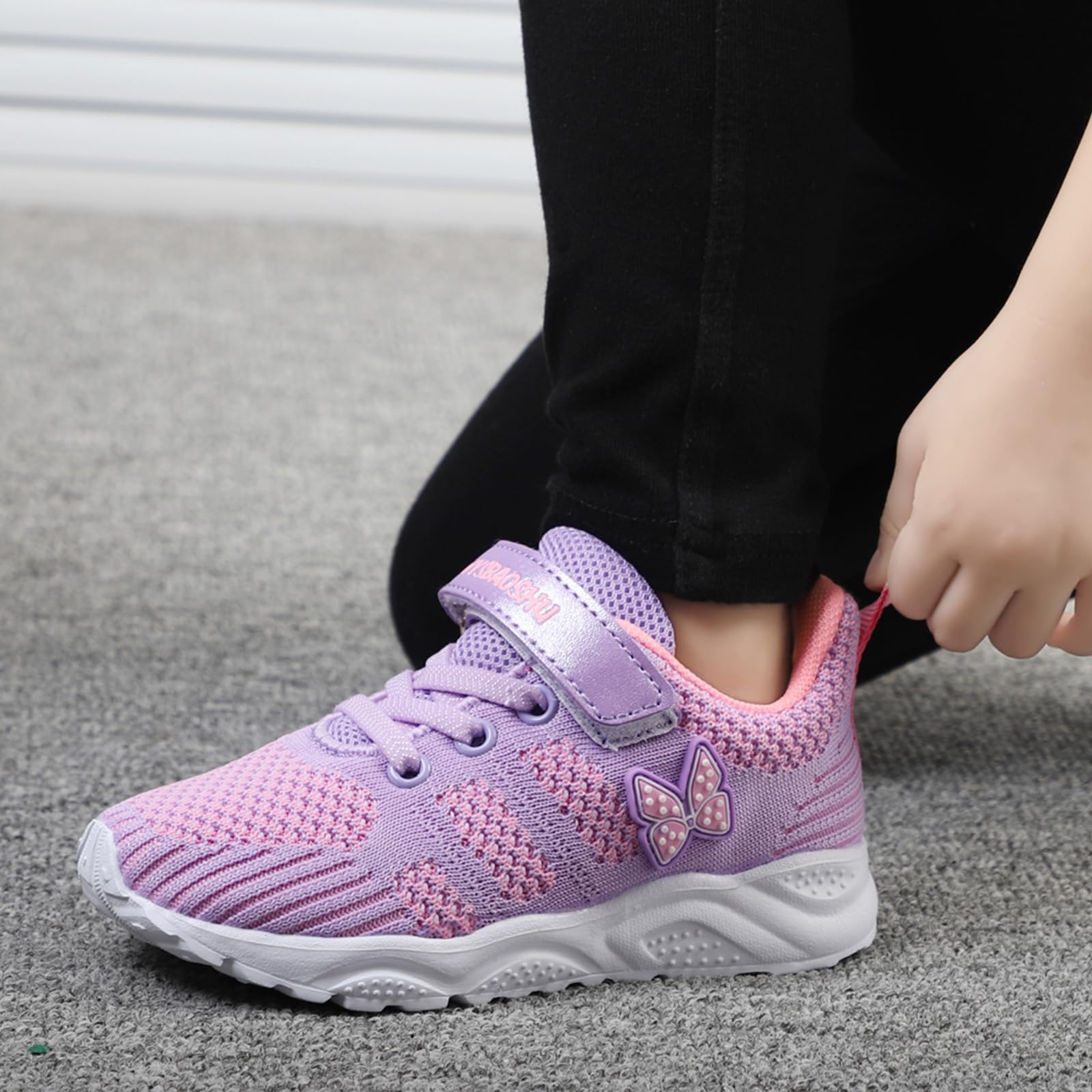 Chaussures d'apprentissage de bébé pour fille - Chaussures de sport légères et mignonnes - Violet - Violet, 29 EU