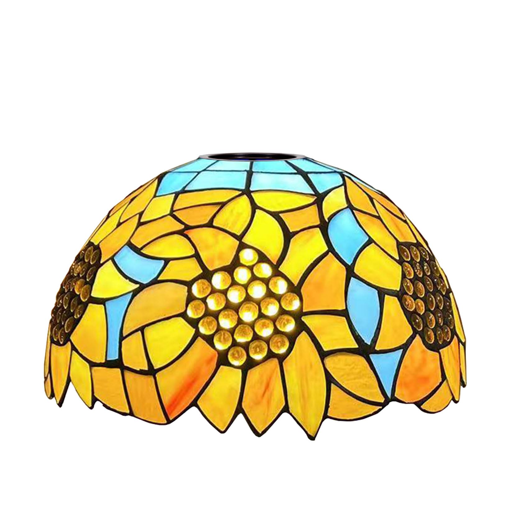 SaryEdge 12X7 Inch Stained Glass Lamp Shade Replacement Only Tiffany Style Lampshades Antique Light Cover Suitable For Use With Arched Floor Lamp Torchiere Lamp Table Lamp Pendant Ligh，Sunflower