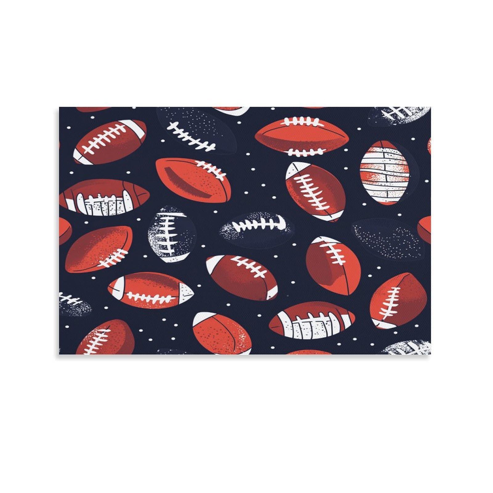 CPLVKWRQJ American Footballs 1 Piece Hand Drawn Pattern Design Canvas Wall Hanging - Living Room Gallery Wall Focal Point Fade Resistant Decor 24x36inch(60x90cm)