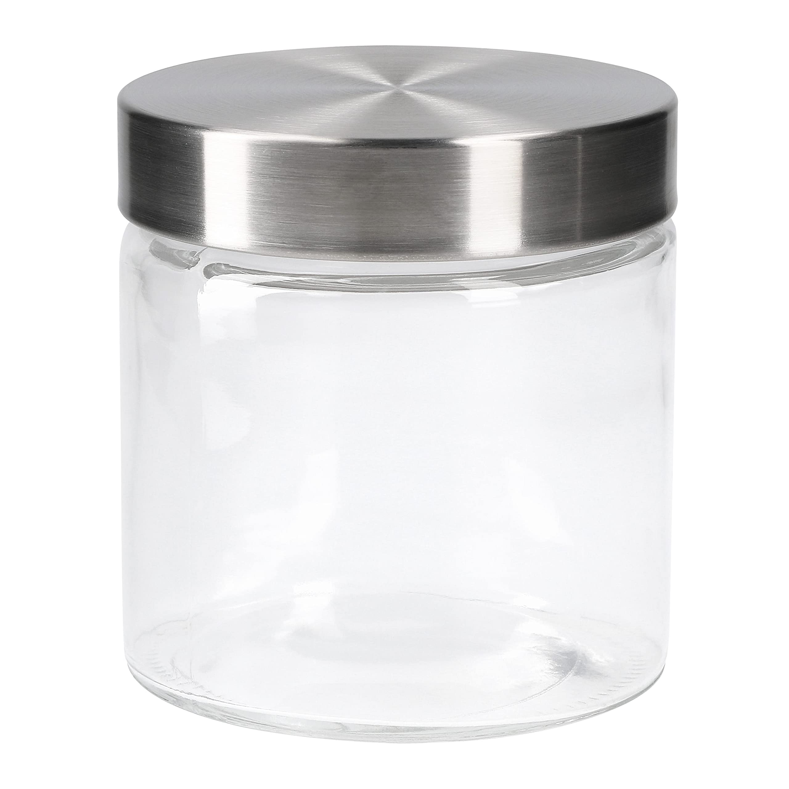 MamboCat 24tlg.-Set Vorratsglas Bera mit Edelstahldeckel Silber I Ø 11 cm I 0.8L I befüllbare Glasdosen I Runddosen I Aufbewahrungsbehälter