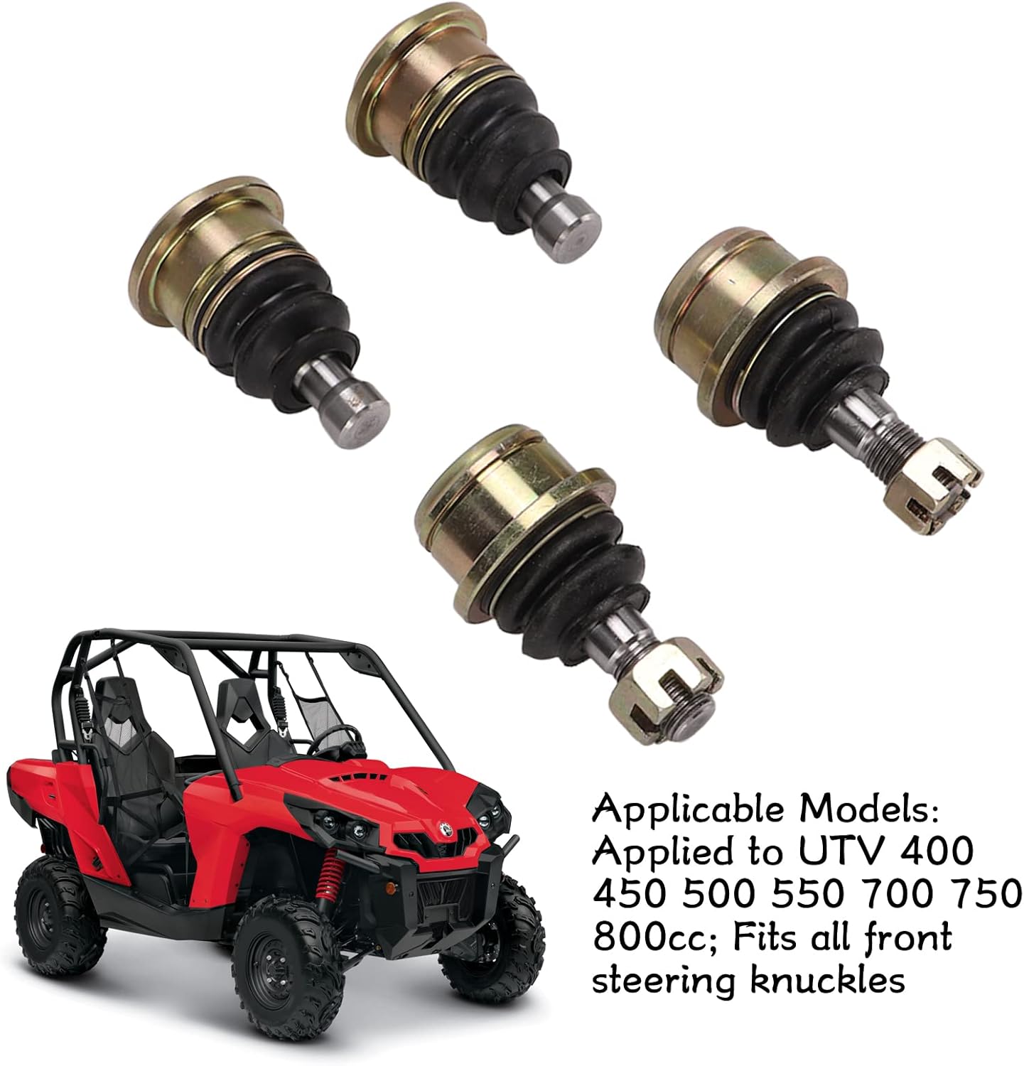 KIMISS 4pcs Upper Ball Joint Front Lower Suspension Ball Joint Lower Ball Joints Automotive Replacement Suspension Ball Joints Tie Rod End Set for ATV UTV 400 450 500 550 700 750