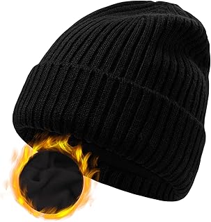 M/L/XL/XXL Merino Wool Beanie for Men Women, Fleece Lined Large Winter H...