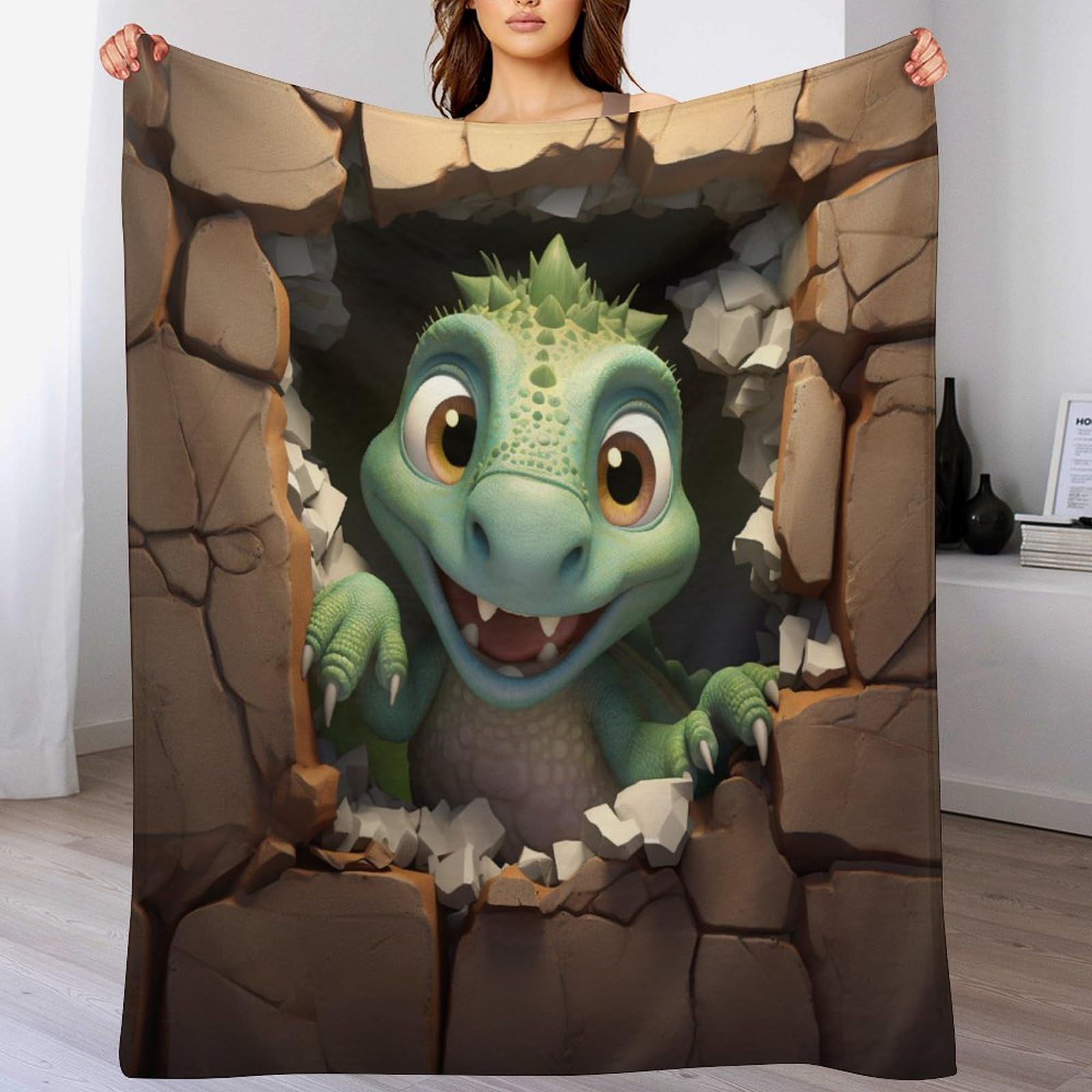 Manta de dinosaurio de franela 140x180 cm para sofa o sillon