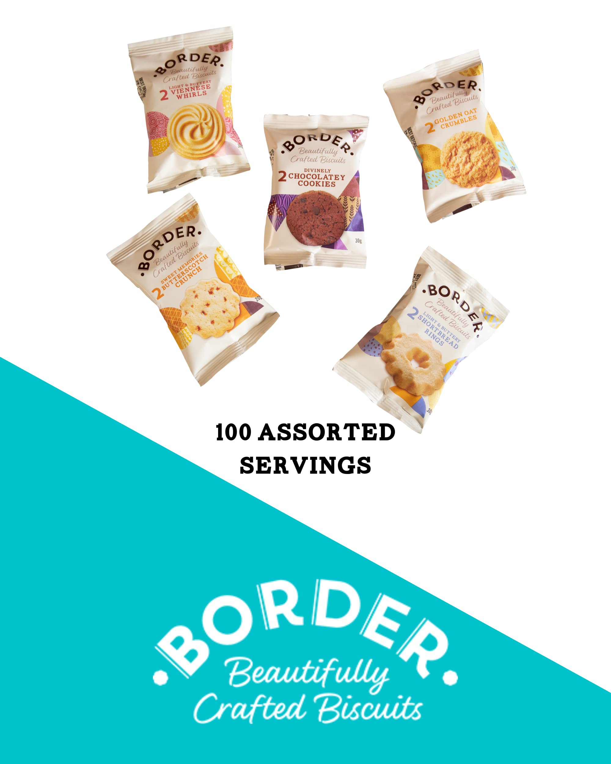 Buy Border Biscuits 100 Packs, Mini Multipacks Biscuits Box, 5 Flavour