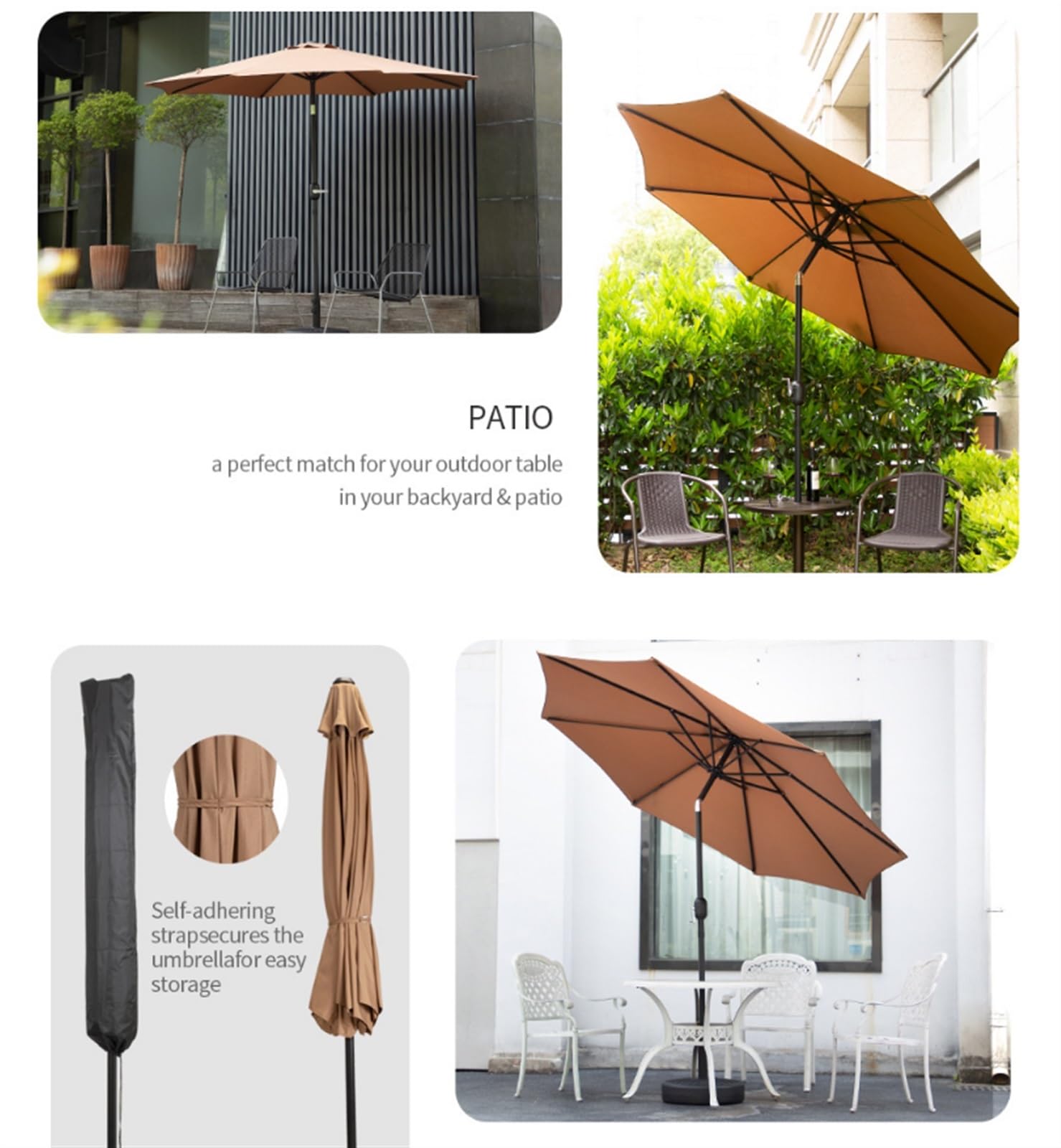 Parasol Tarasowy Zewnętrzny Parasol Na Patio Stół Zewnątrz Z Odchylaniem I Korbą 8 Stalowych Żeber Bez Podstawy Zewnątrz(B)