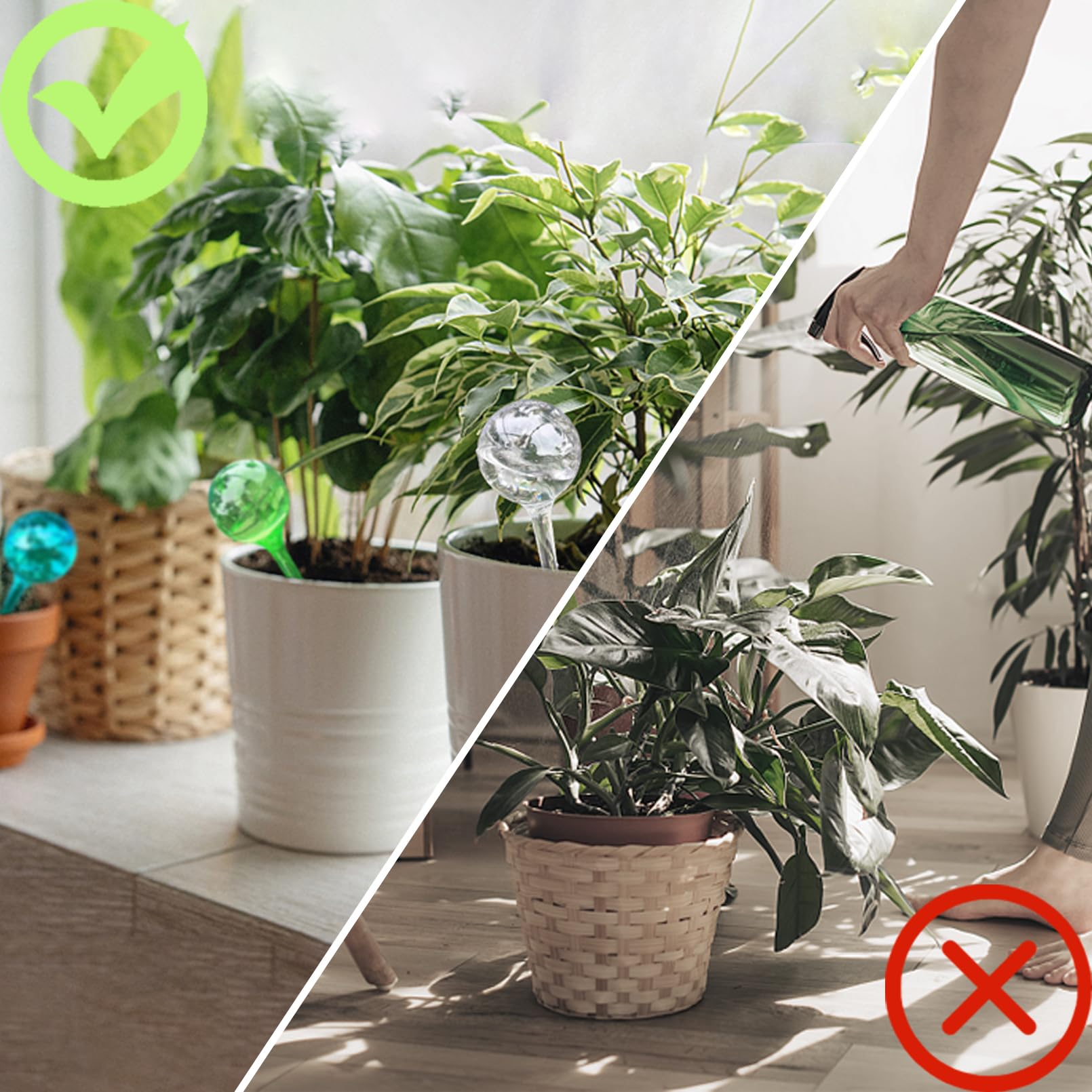 12 sztuk kul do podlewania roślin, plastikowe, przezroczyste, samonawadniające się, urządzenia do nawadniania roślin, cebulki, automatyczny system nawadniania do użytku wewnątrz i na zewnątrz, rośliny