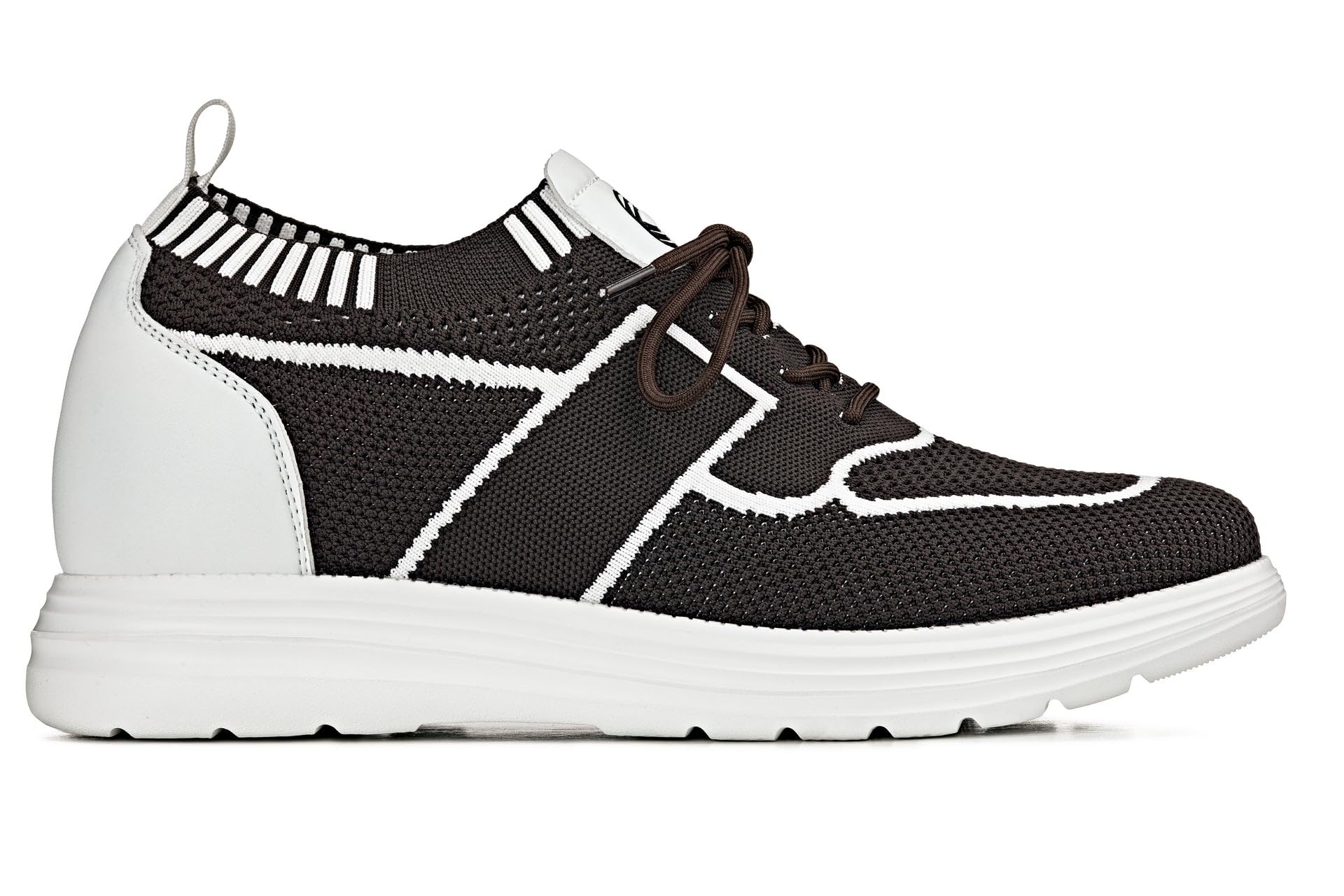 CALTO Zapatos de elevación invisibles para hombre con aumento de altura, ultraligeros, con cordones, deportivos, de punto, de 2.8 pulgadas más altos