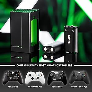NITHO Rechargeable Xbox Battery Pack Compatible with Xbox Series X|S, One Elite, One X|S, Efficient Charging X Box Charging Station with 2X Batteries & USB-C Cable