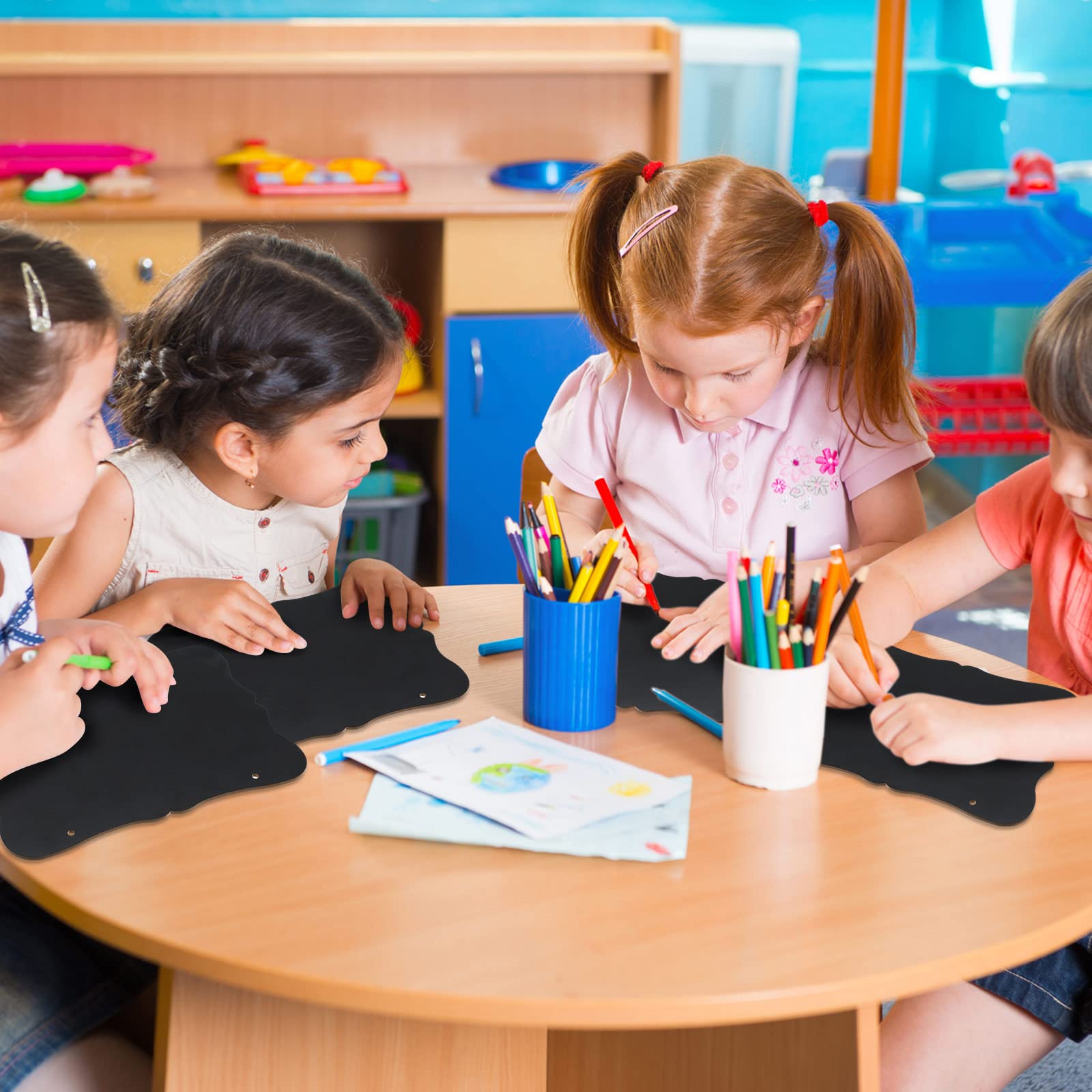 MLINS 4 PCS Mini Chalkboards Rectangular Hanging Blackboard Double Sided Chalkboard Wedding Party Table Number Place Tag Message Board Signs Memo Boa - View #4