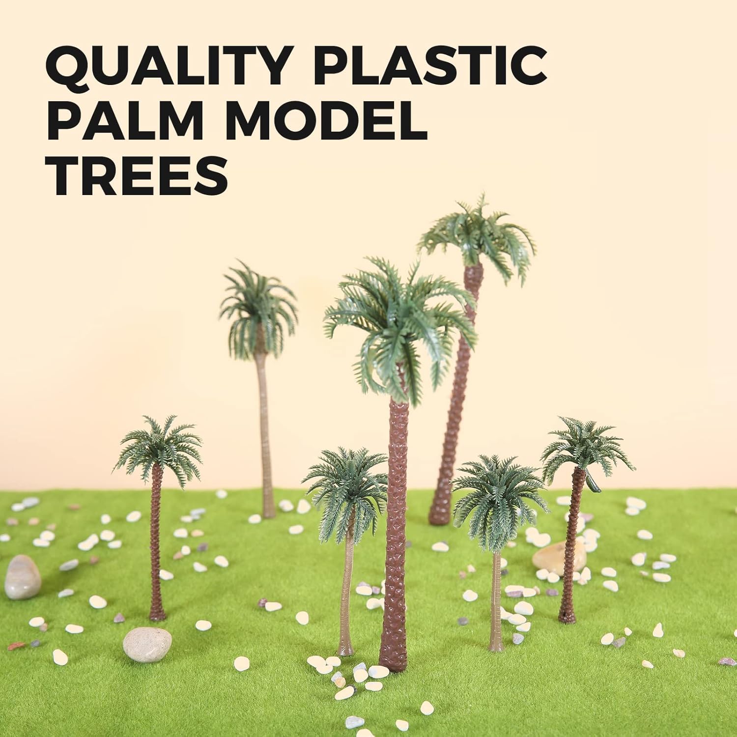 Yetaha 48 PCS Model Trees Model Coconut Palm Tree, Scenery Model Plastic Palm Tree Miniature Landscape Scenery Diorama Model Tree for Cake Decorations Aquarium Plants Outdoor Home Garden Decor - Image 3