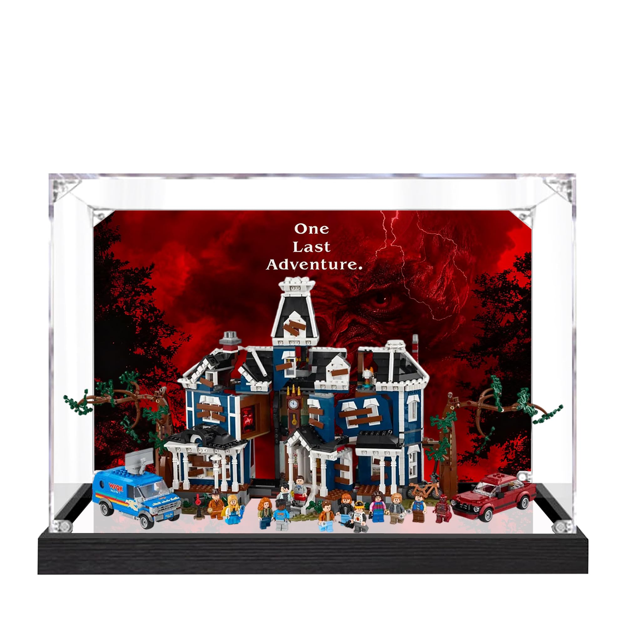 Acrylic Display Case for Lego 11370 Stranger Things: The Creel House Model, 3mm Dustproof Display Box, Display Case Compatible with Lego 11370(Model Not Included) (Background 3MM+Mirror A)