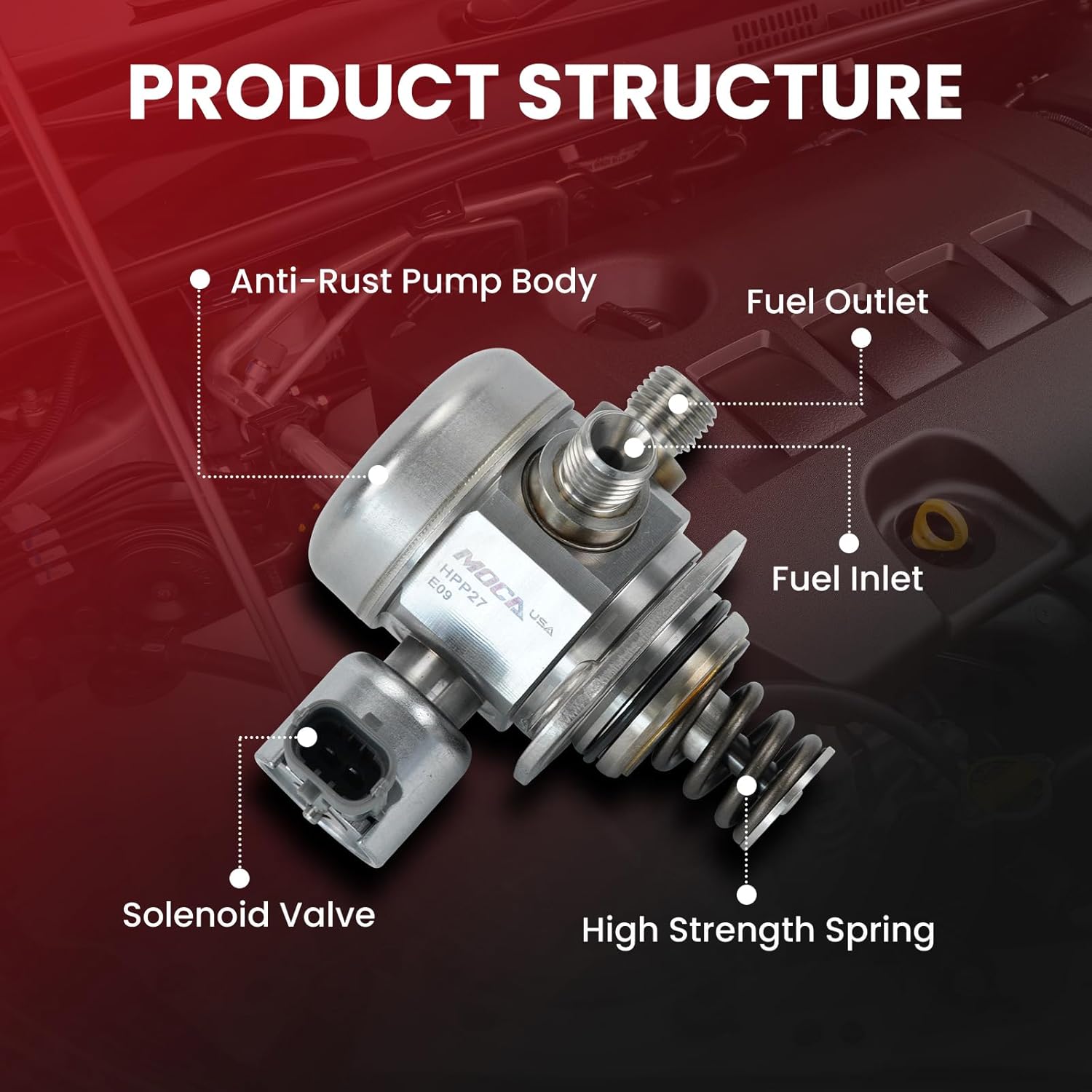 MOCA High Pressure Fuel Pump fits For Land Rover 2017-2020 Discovery 3.0L, 2010-2016 LR4 5.0L, 2010-2022 Range Rover 5.0L, 2014-2019 Range Rover 3.0L, 2010-2022 Range Rover Sport 5.0L