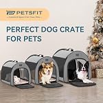 PETSFIT Crate de chien doux, Crate du chien de voyage - 19 Inch Léger, spacieux, facile à installer, baraquement de chien portable robuste avec tapis épais gris