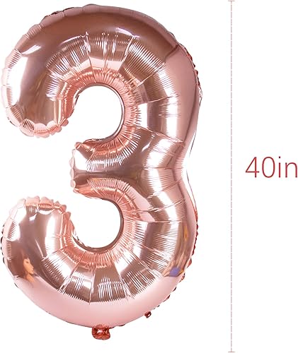 Miniatura 3 de AUEAR, Globos digitales gigantes de 40 pulgadas de oro rosa con números 23 de Mylar para decoración de cumpleaños de 23 años para niñas o niños