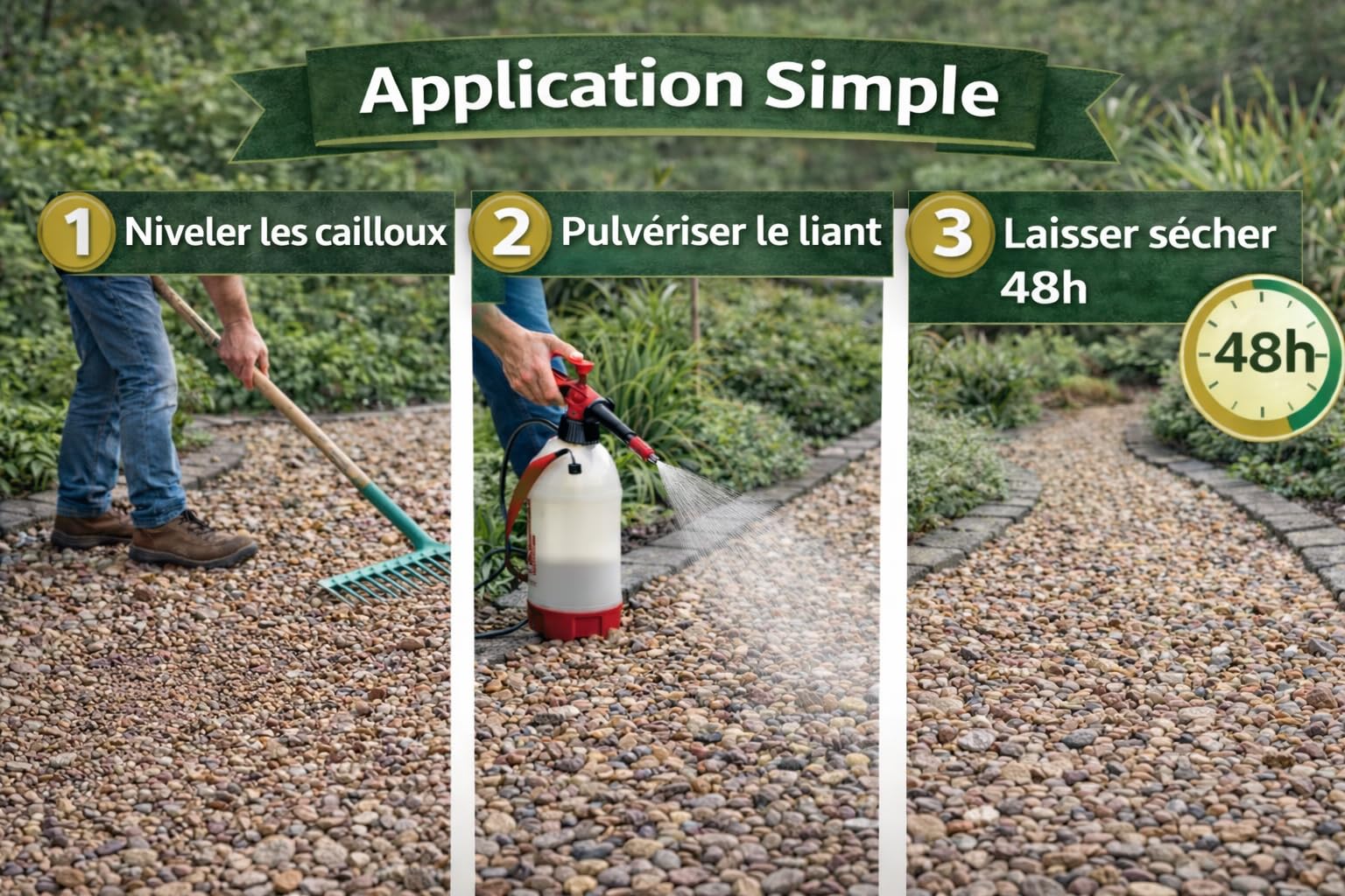 Liant pour Gravier 2,5L Extérieur – Stabilisateur pour Cailloux et Pierres – Colle pour Gravier – Idéal pour Allées, Terrasses et Jardins – Prêt à l’Emploi