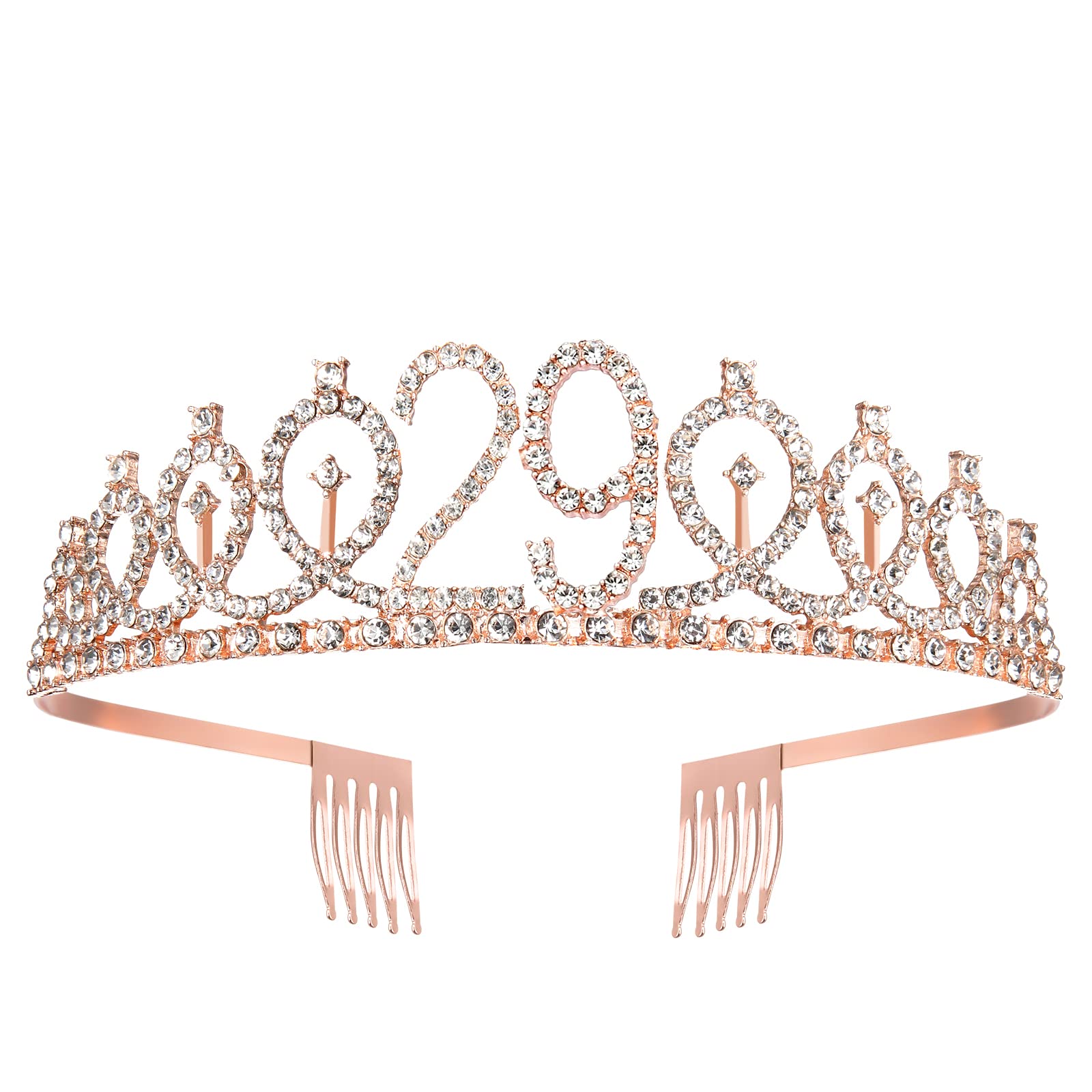 Fascia E Diadema 29° Compleanno - Corona Oro Rosa Con Strass, Set Festa Per Ragazze - Foto 4