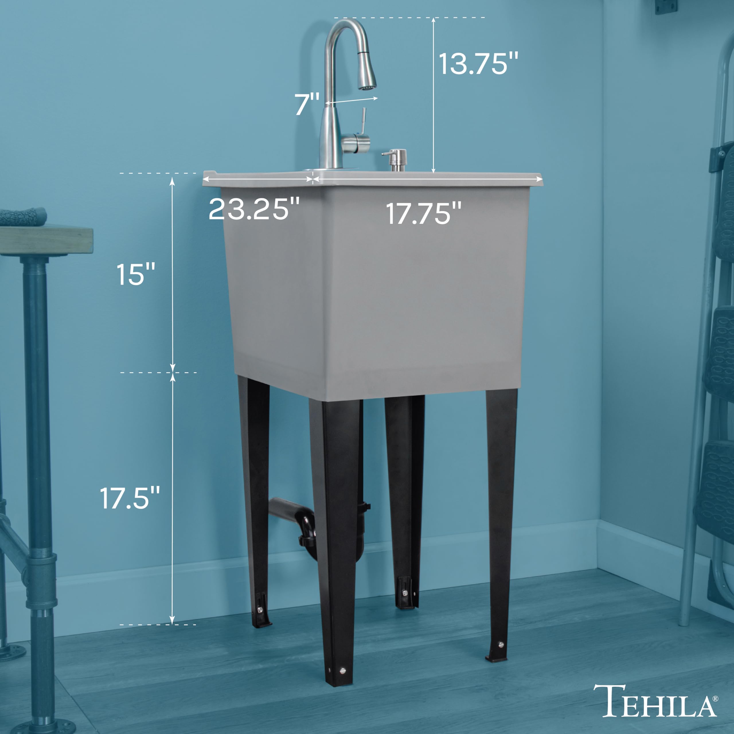 Sink Javascript Snapklik.com : Grey Space Saver Utility Sink By JS Jackson Supplies