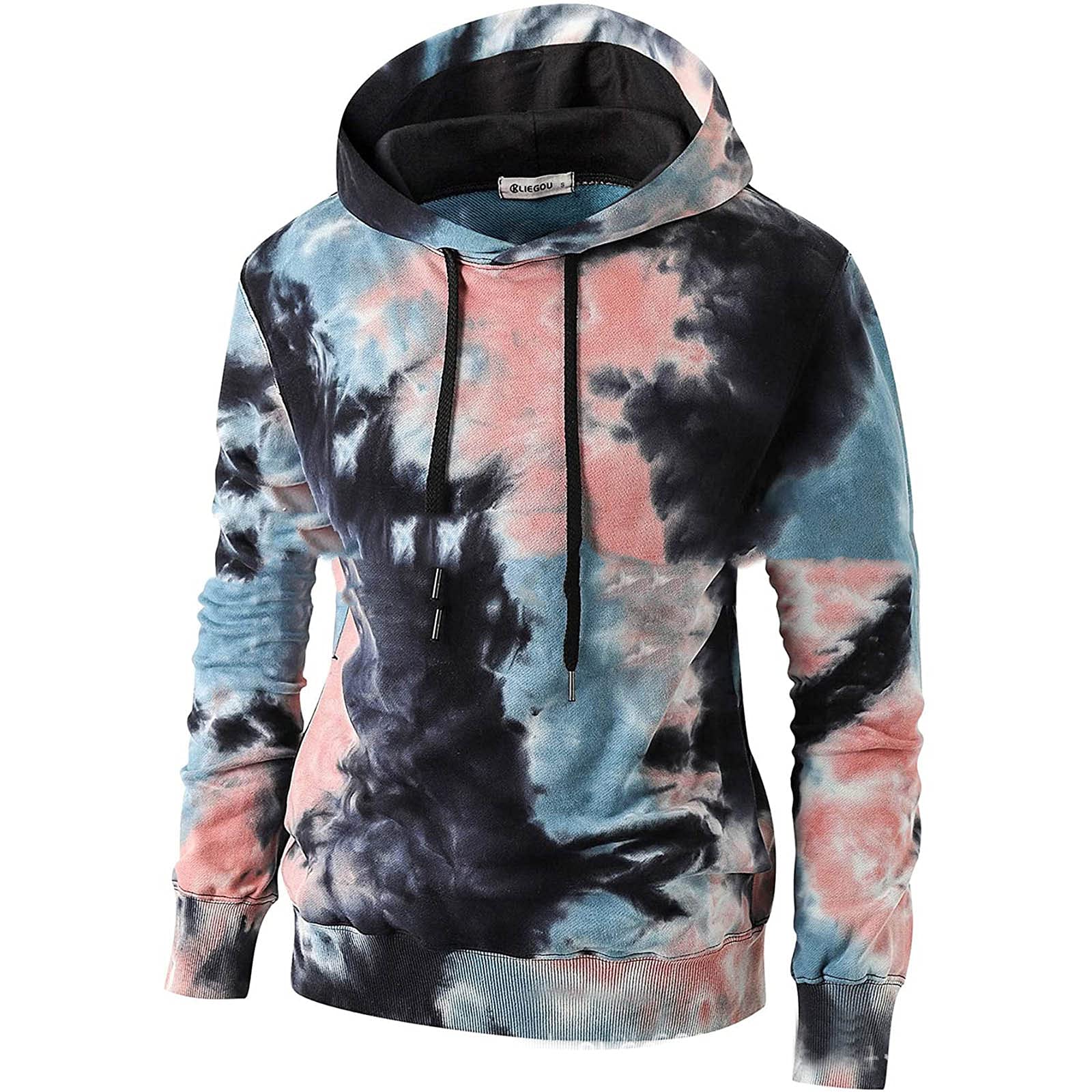 Keepmore Men's # 5 Tie Dye Hoodies Casual 3D Print Hooded Sweatshirt Pullover With Pocket