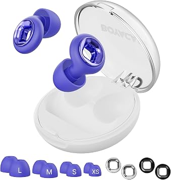 Ear Plugs for Sleeping Noise Cancelling, 45dB Reusable Earplugs for Noise Reduction, Hearing Protection Ear Plugs with 8 Ear Tips, Soft Silicone Earplugs for Sleep, Concerts, Snoring, Study Blue