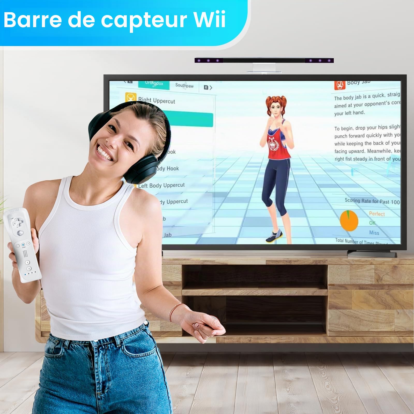 Kit de Câbles Wii 4 en 1 - Adaptateur Secteur AC + Convertisseur Wii vers HDMI + Barre de Capteurs Filaires + Câble AV Composite pour Nintendo Wii