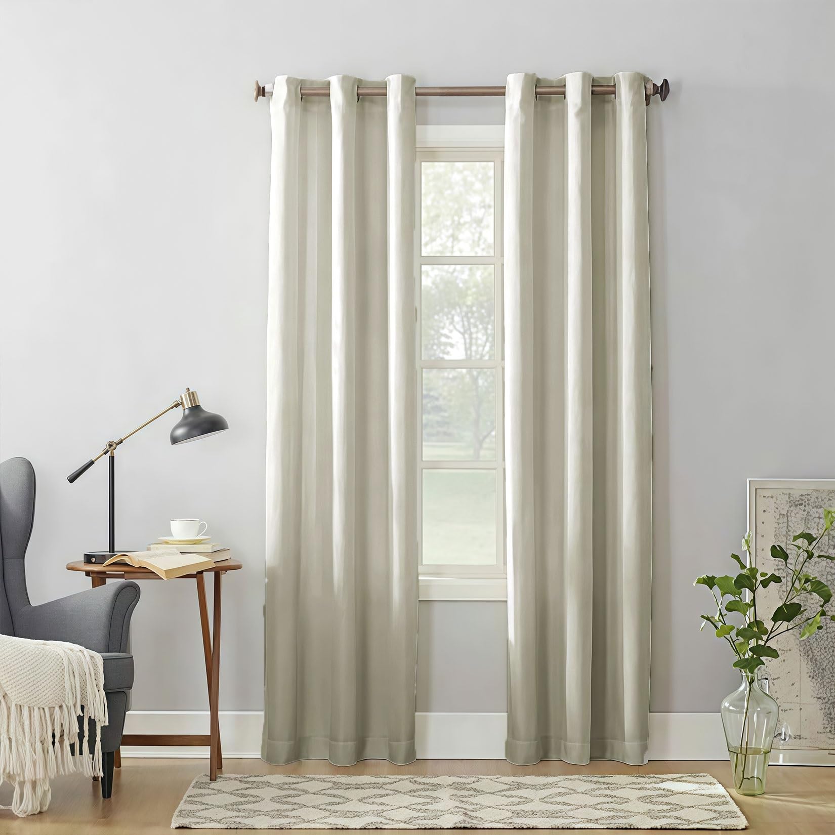 LIUJYUAN Black Out Curtain 115 x 240 cm Privacy Protection, Rod Pocket, with Eyelet Thermal Insulated Curtains Insulated Soundproof for Balcony, Kithcen Window, Beige